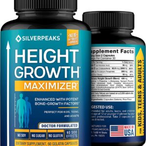 Height Growth Maximizer – Natural Height Pills to Grow Taller – Made in USA – Growth Pills with Calcium for Bone Strength – Get Taller Supplement That Increases Bone Growth – Free of Growth Hormone